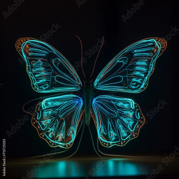 Obraz bioluminescent butterfly neon lighting36