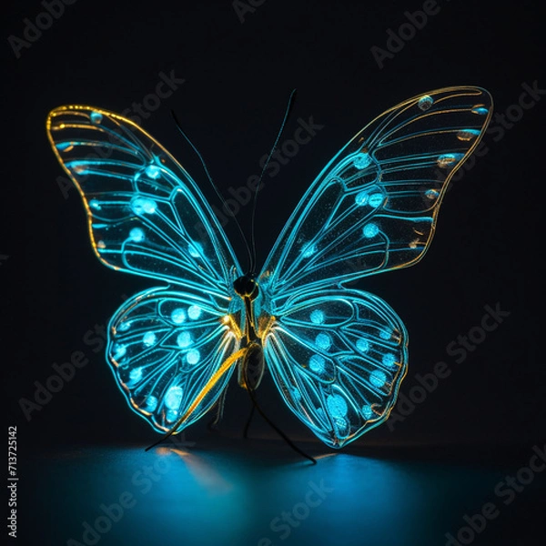Obraz bioluminescent butterfly neon lighting33