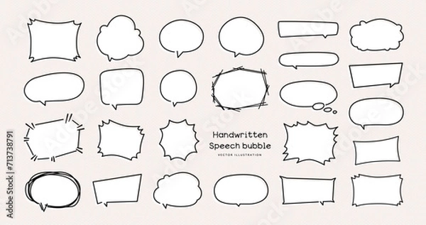 Fototapeta 手書き風の吹き出しアイコンセット ベクターイラスト