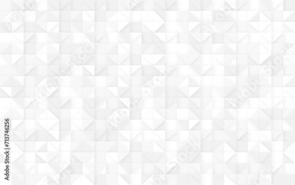 Fototapeta White abstract triangle geometric background for you amazing design. Grey mosaic background. Empty place for your presentation or headline. White texture.