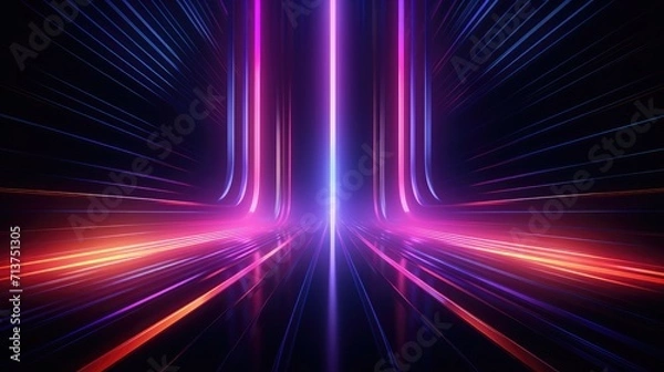 Obraz Abstract neon lines background