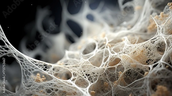 Fototapeta A fungal enveloped everything around, a dangerous mold bacterium under a microscope, microbiology theme