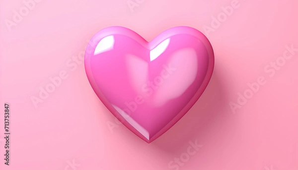 Fototapeta Pink heart on a pink background. 3d rendering. 3d illustration.