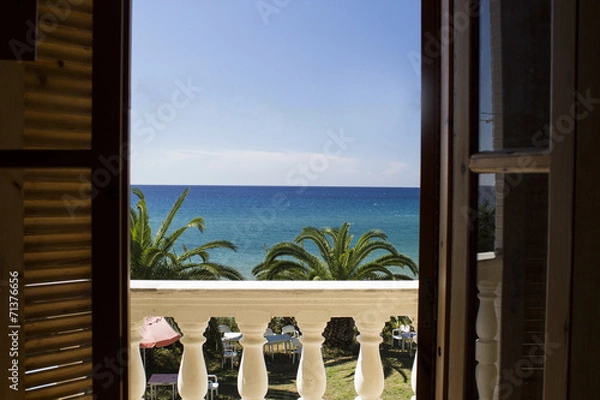 Obraz Beach View from a Villa Window