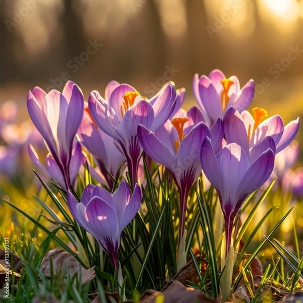 Fototapeta Beautiful crocuses in spring time.