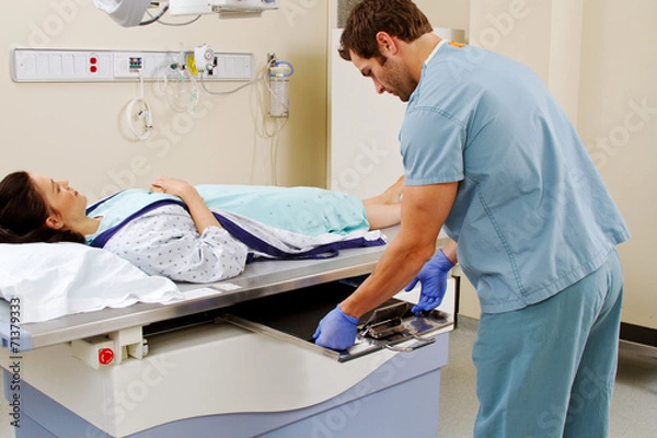 Obraz Technician inserting plate for x-ray