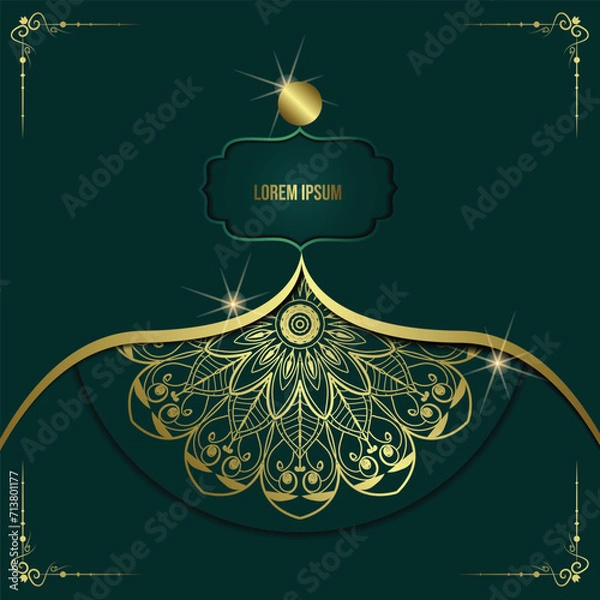 Obraz Gradient background with golden mandala ornament