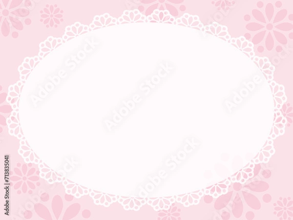 Fototapeta 花柄とレースのフレーム