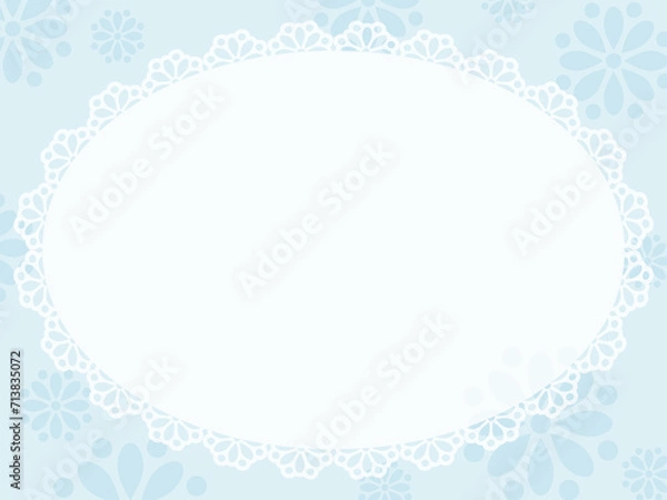 Fototapeta 花柄とレースのフレーム