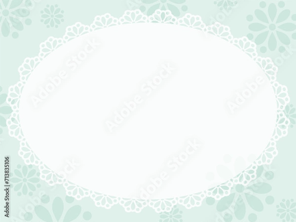 Fototapeta 花柄とレースのフレーム