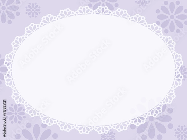 Fototapeta 花柄とレースのフレーム