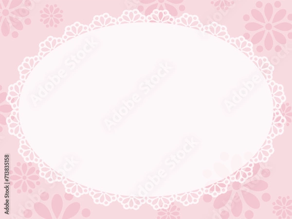 Fototapeta 花柄とレースのフレーム