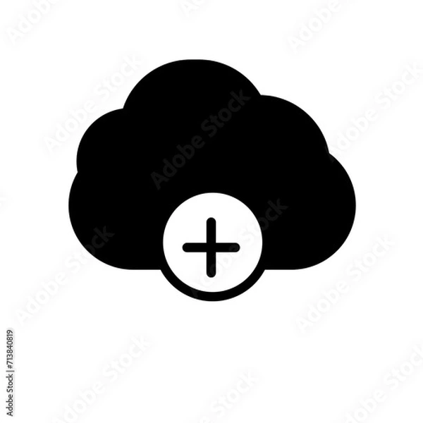 Fototapeta Add cloud icon, cloud with plus symbol 