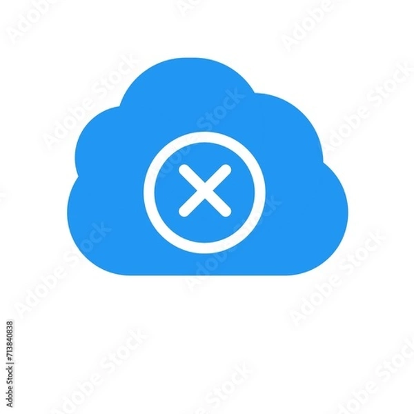 Fototapeta Cloud incomplete download icon, cloud icon with cross sign 