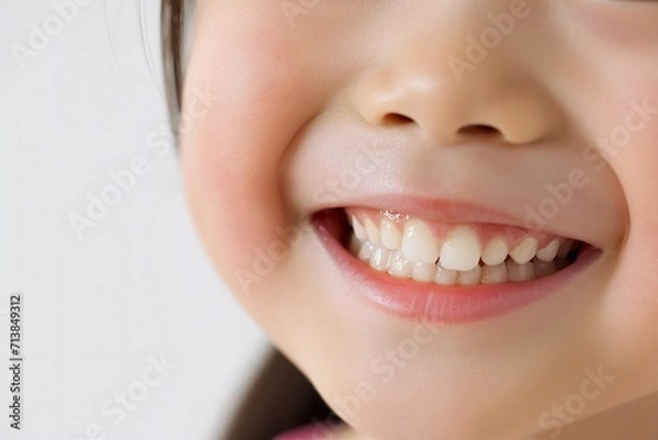 Obraz 歯並びの綺麗な笑顔の子供の写真（矯正 ・ 歯列矯正 ・ マウスピース矯正 ・ホワイトニング・ 小児歯科・かみ合わせ）