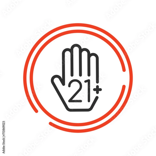 Fototapeta 21 years old age limit sign. Age restriction icon or Mark age limit.