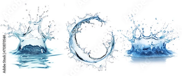 Obraz Realistic Flowing blue water splash isolated on transparent background
