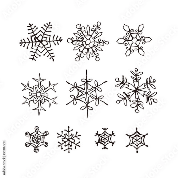 Obraz 手描き雪の結晶イラスト