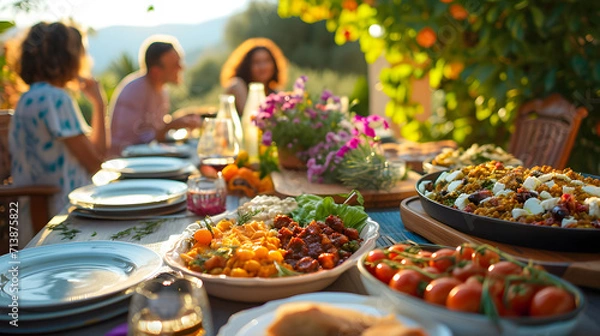 Obraz Cozy Mediterranean Dining: Family Style