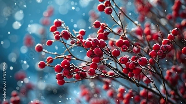 Fototapeta red berries on a branch