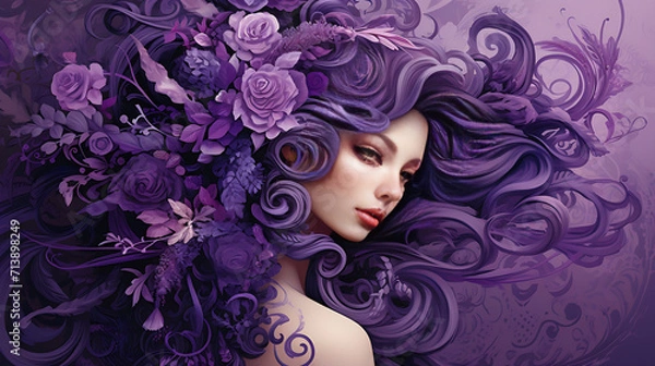 Fototapeta Composition of shades of purple: Background and Illustration created by AI