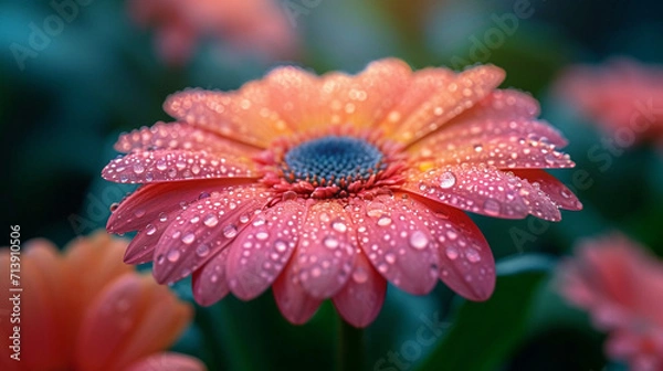 Obraz beautiful vibrant macro shots of wet blooming flowers with drops of morning dew professional floral macro photography close up macros wallpapers 16:9 for widescreen