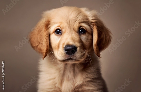 Obraz small golden retriever puppy on a light background