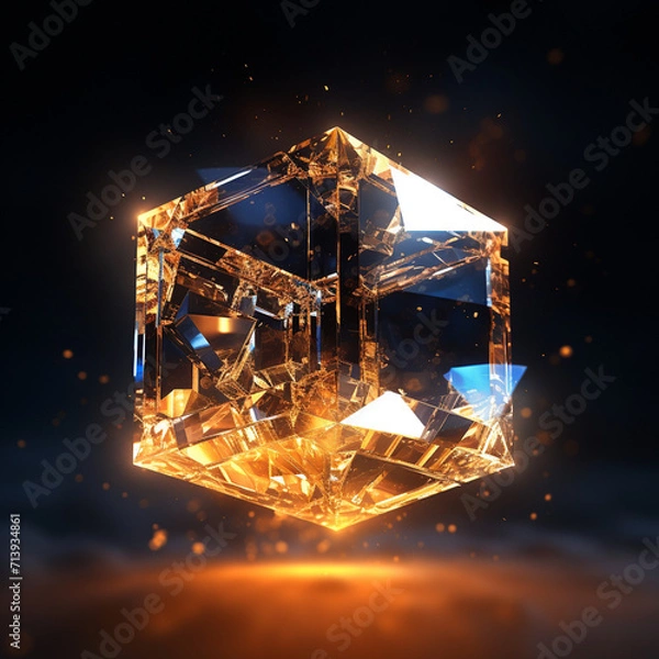 Obraz 3d render of a cube created with a Generative Ai