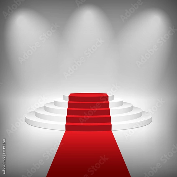 Fototapeta Staircase with Red Carpet, Vector Illustration.