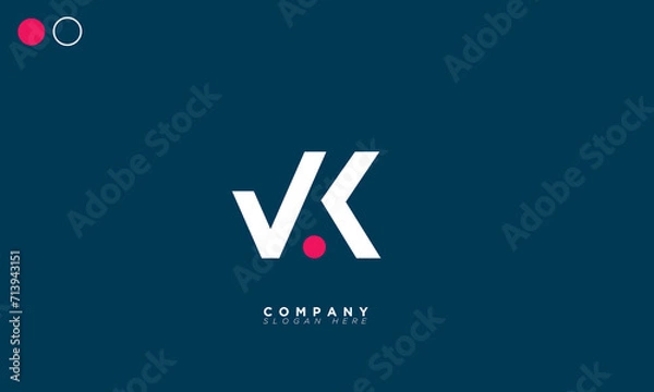 Obraz  VK Alphabet letters Initials Monogram logo KV, V and K