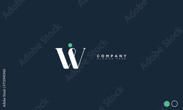 Fototapeta  WI Alphabet letters Initials Monogram logo IW, W and I