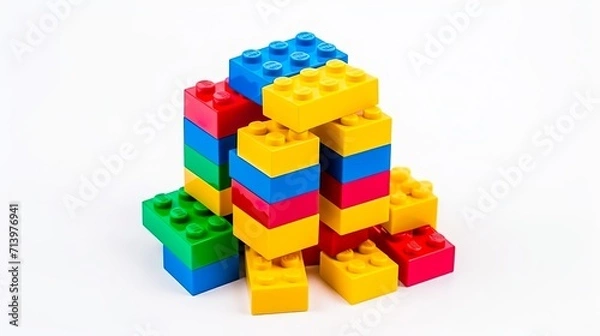 Obraz Pile of colorful building blocks