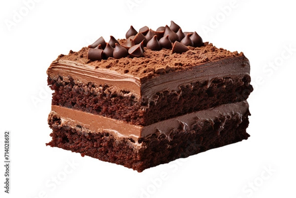 Obraz Chocolate cake piece Isolated on transparent background. Generative AI
