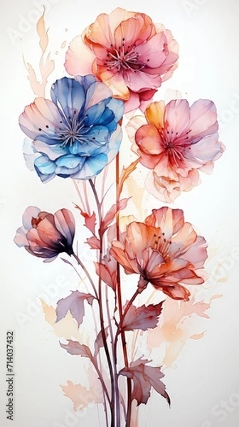 Obraz kwiaty w stylu akwareli