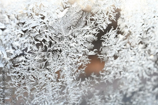 Obraz close up of ice flowers on glass