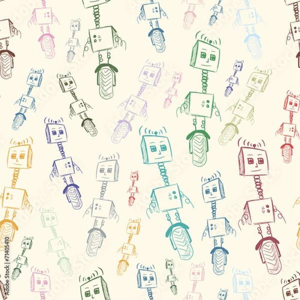 Fototapeta Color robots seamless texture