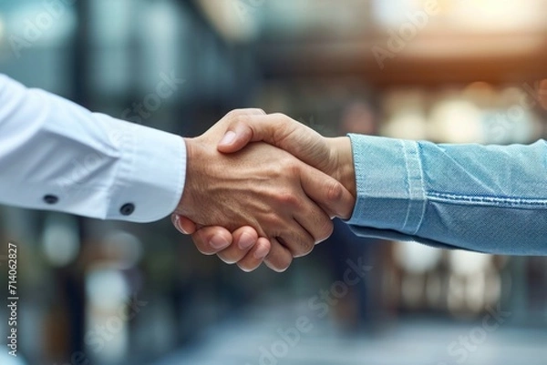 Obraz close up two business partners shaking hands
