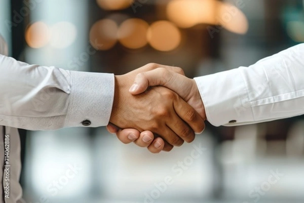 Obraz close up two business partners shaking hands
