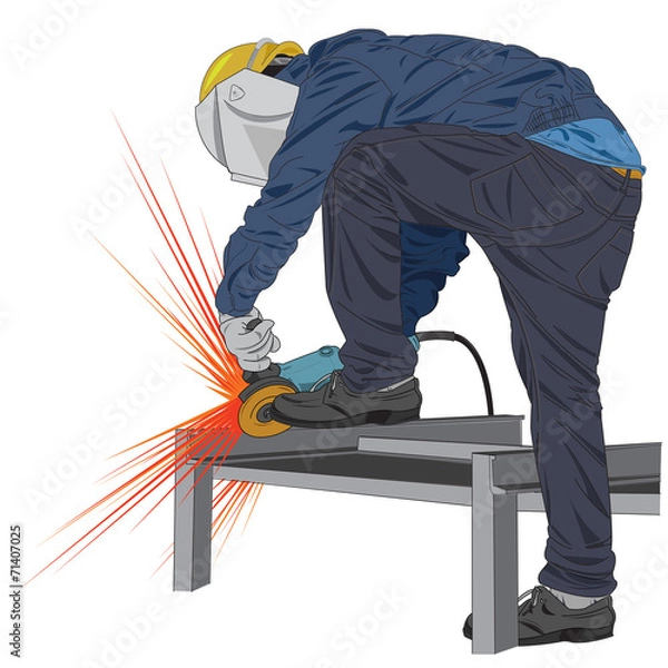 Fototapeta stand grinding worker vector