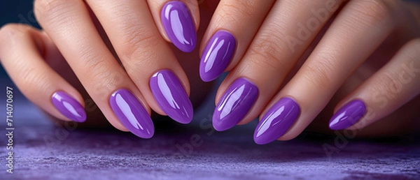 Obraz Woman's nails with beautiful manicure with flowers. AI generated
