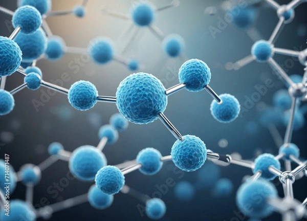 Fototapeta Science background with abstract representation of molecule or atom structure