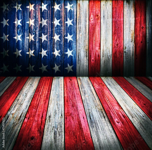 Fototapeta USA style background - empty wooden room for display montages