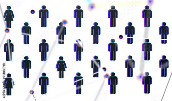 Fototapeta Global network. Blockchain. 3D illustration. Neural networks and artificial intelligence. Abstract