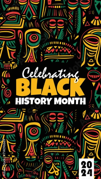 Fototapeta Black History Month Background, Post, and Stories Designs, flat vector