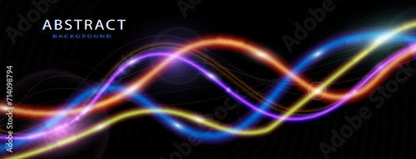 Fototapeta Light trails violet and blue line.Abstract background speed effect motion blur night lights.	

