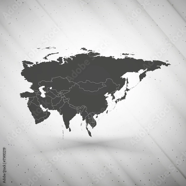 Fototapeta Eurasia map on gray background, grunge texture vector