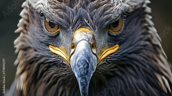 Fototapeta A close-up photo of an eagle. Macro portrait of an eagle.