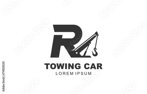 Obraz R Letter Towing Car logo template for symbol of business identity