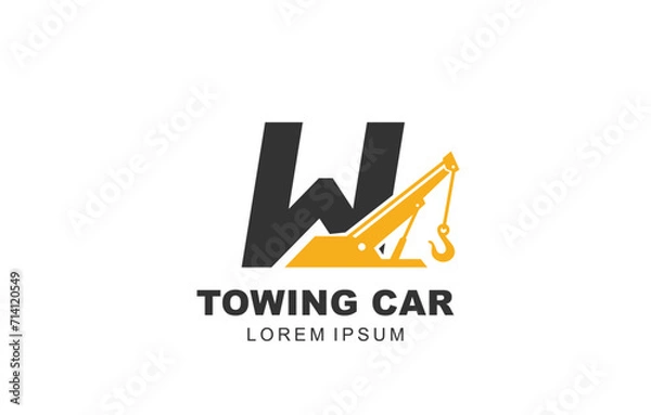 Obraz W Letter Towing Car logo template for symbol of business identity