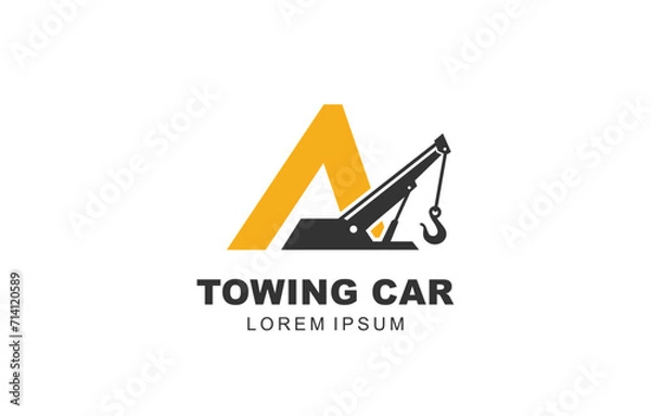 Obraz A Letter Towing Car logo template for symbol of business identity